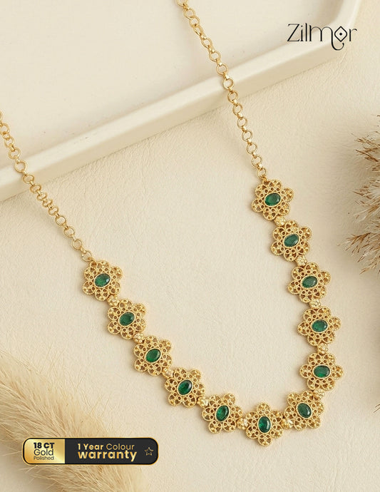 18K Gold Plated Floral Motif Choker Necklace- ZS1012423