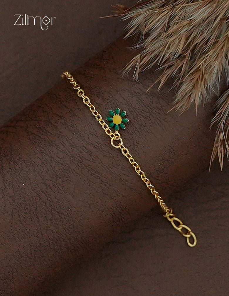 18K Gold Plated Flower Charm with Chain Kids Bracelet - KY1012882