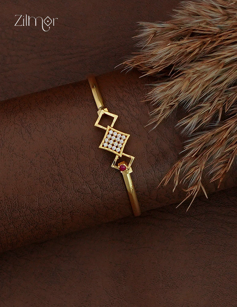 18K Gold Plated Geometric Openable Bangle - AD1012802