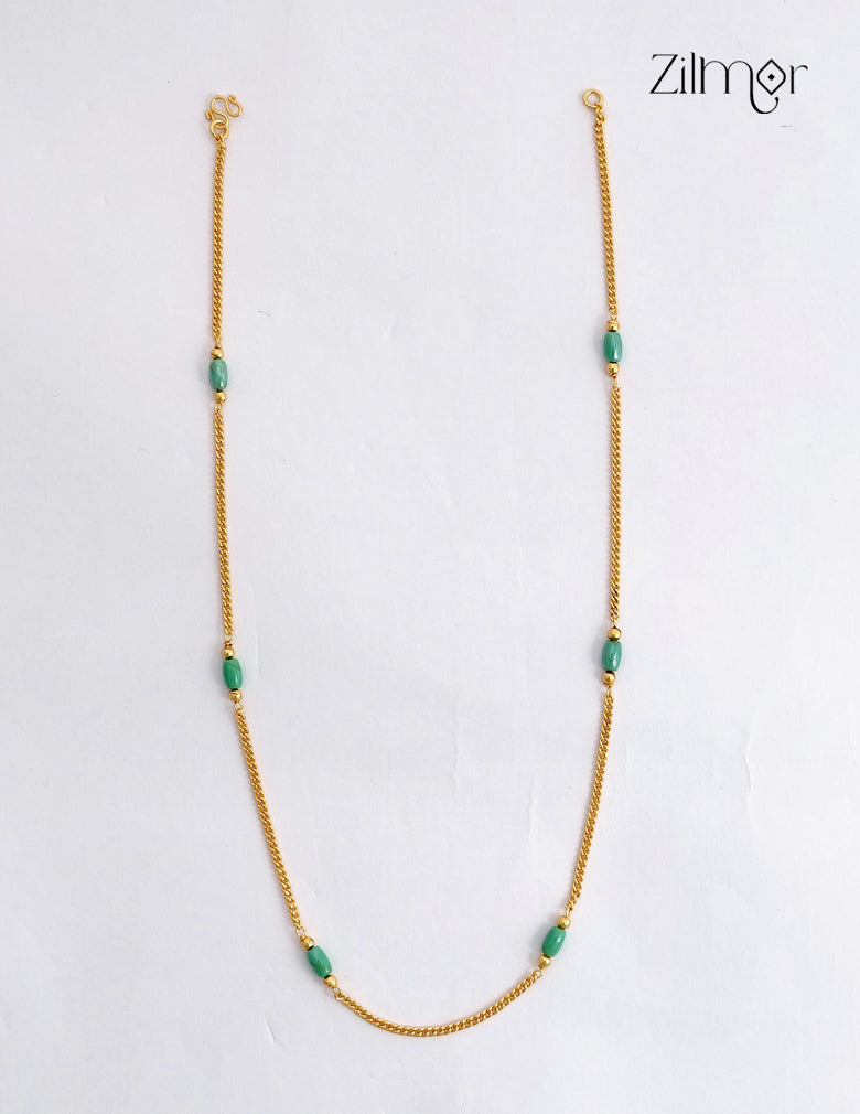 18K Gold Plated Green Bead Necklace –  ZG1012496
