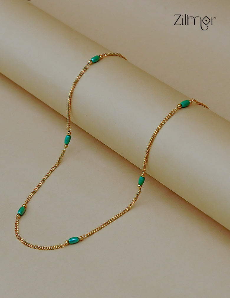 18K Gold Plated Green Bead Necklace –  ZG1012496