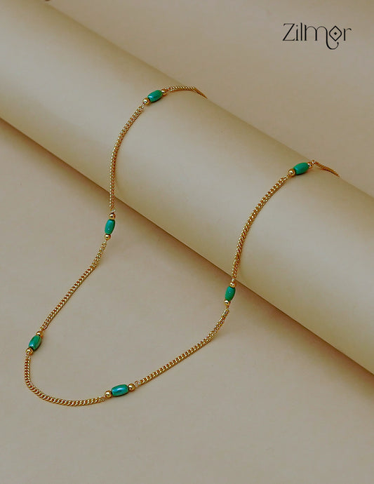 18K Gold Plated Green Bead Necklace –  ZG1012496