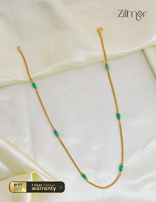 18K Gold Plated Green Bead Necklace –  ZG1012496