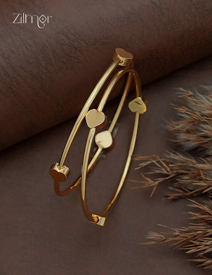 18K Gold Plated Heart Bangle Pair - SG1013106
