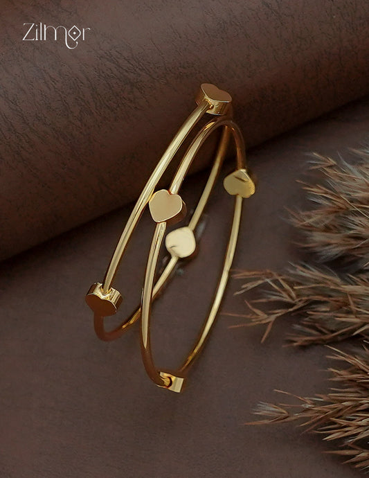 18K Gold Plated Heart Bangle Pair - SG1013106