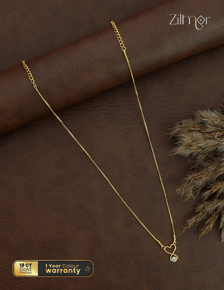 18K Gold Plated Heart Infinity AD Stone Pendant Necklace - AG1012639