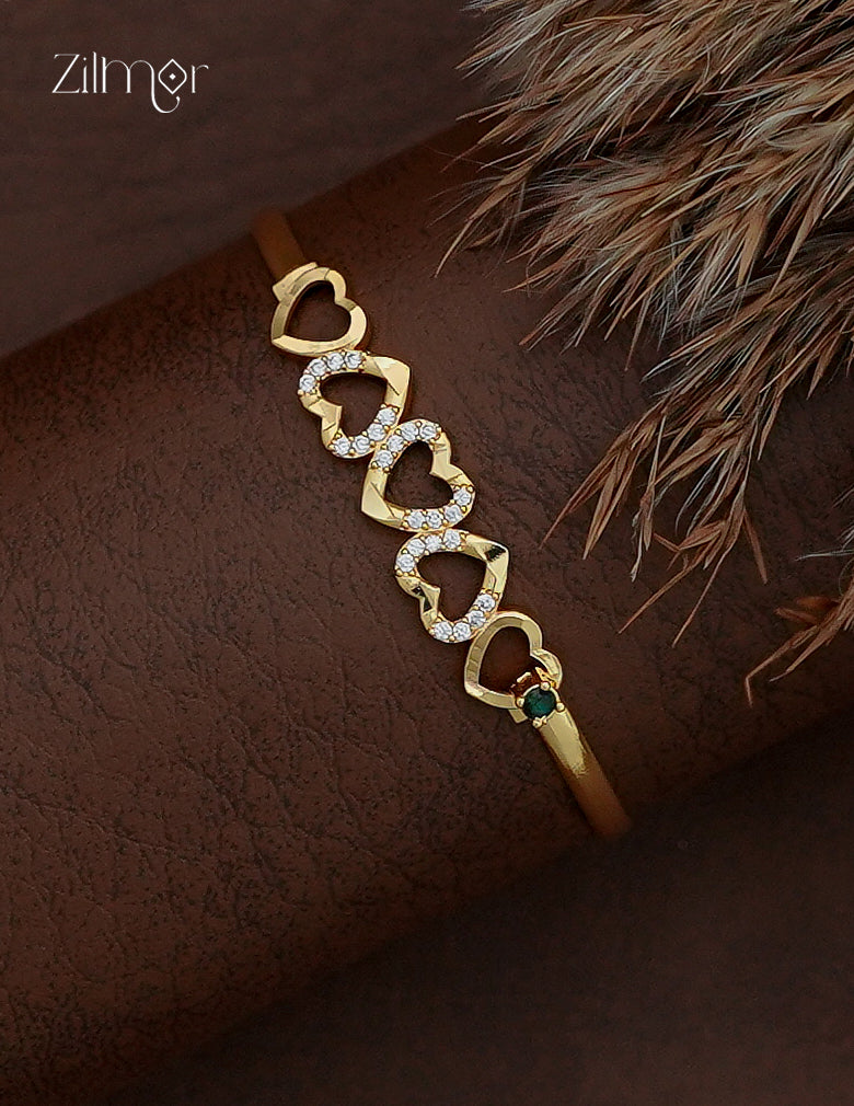 18K Gold Plated Heart Openable Bangle - AD1012790