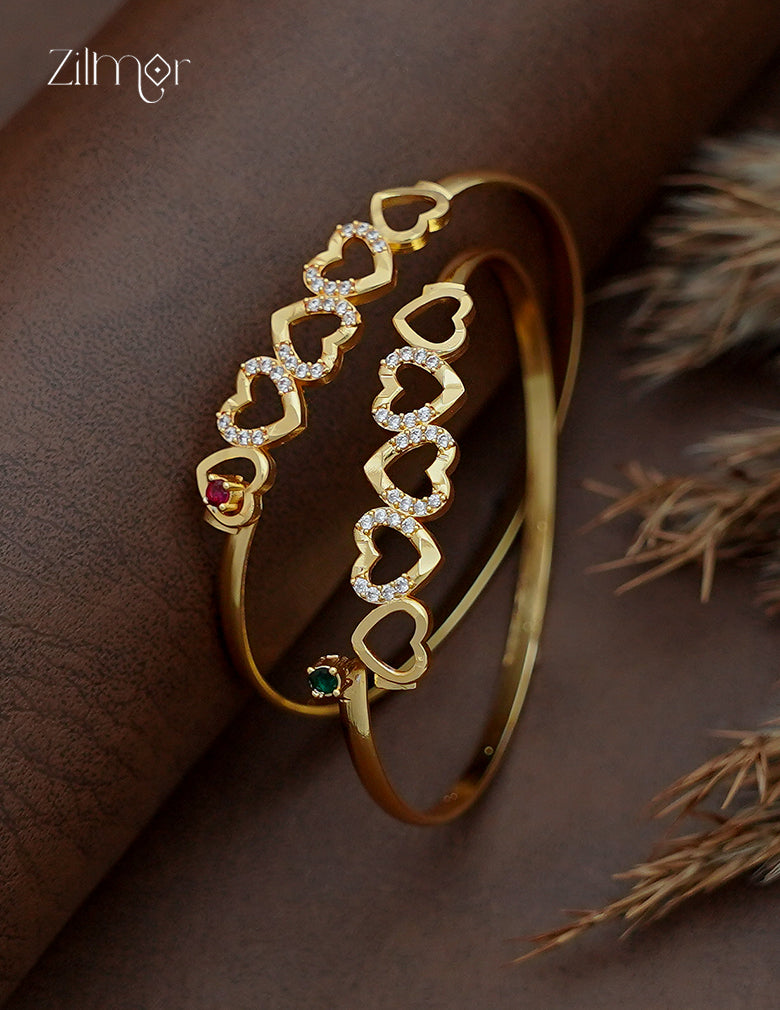 18K Gold Plated Heart Openable Bangle - AD1012790