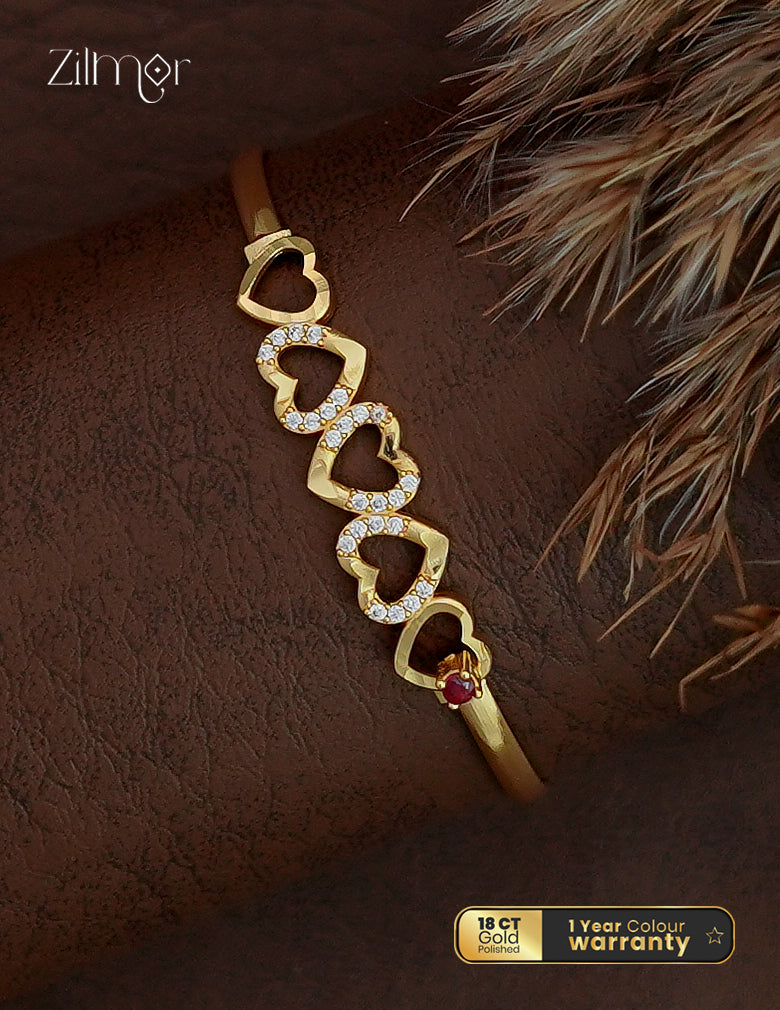18K Gold Plated Heart Openable Bangle - AD1012790
