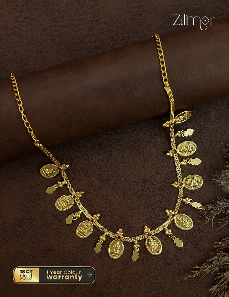18K Gold Plated Kaashu Lakshmi Coin Elakkathali Choker Necklace - ZG1012692