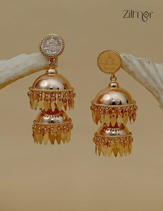 18K Gold Plated Kaashu Lakshmi Coin Elakkathali Jhumka Earrings - ZS1013128