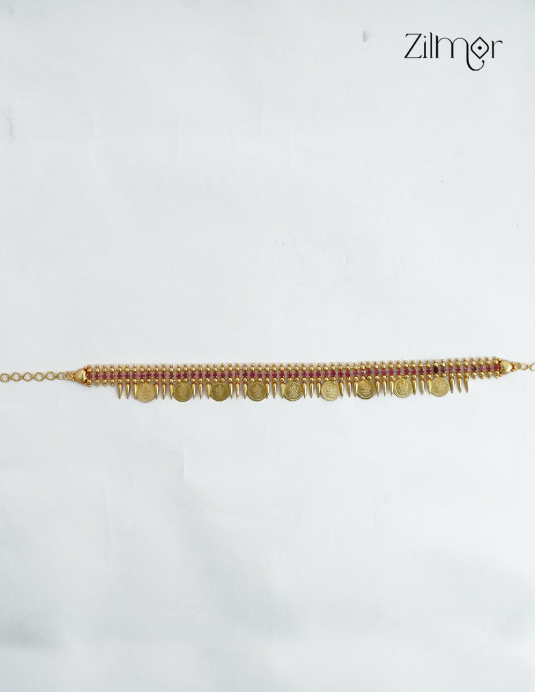 18K Gold Plated Kaashu Lakshmi Coin Mullamottu Mala Choker Necklace - AC1012629