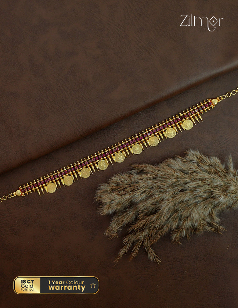 18K Gold Plated Kaashu Lakshmi Coin Mullamottu Mala Choker Necklace - AC1012629
