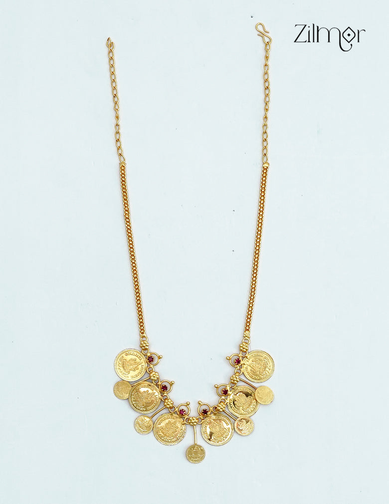 Kaashu Lakshmi Coin Necklace | 18K Gold Plated Temple Jewellery - ZG1012440