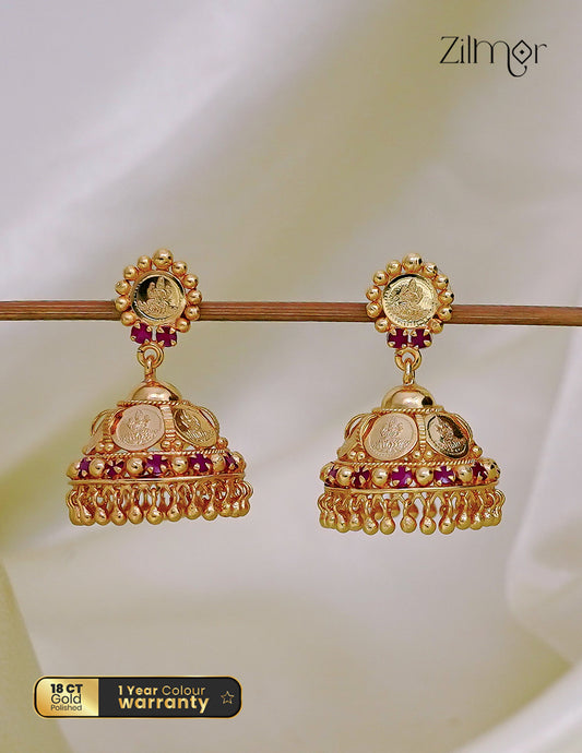 18K Gold Plated Kaashu Lakshmi Jhumka Earrings - AD1012686