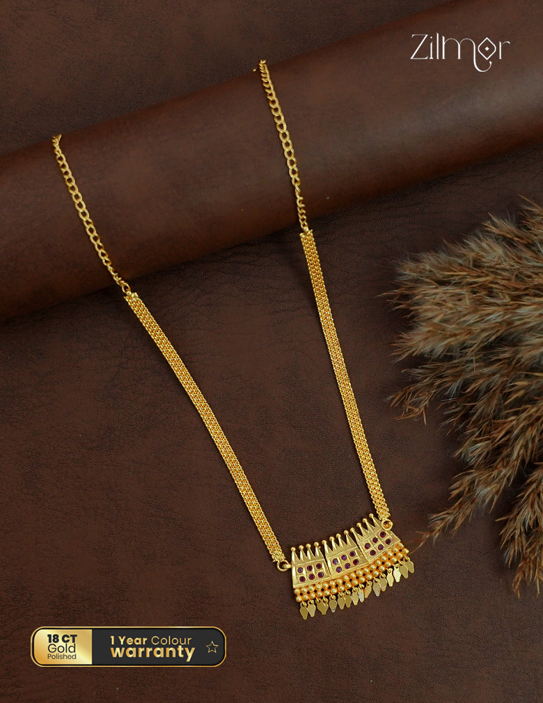 18K Gold Plated Kerala Poothali Elakka Thali Choker Necklace - AG1012506