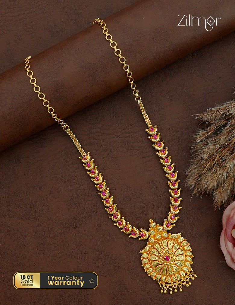 18K Gold Plated Kerala Bridal Chandrakala Haaram Necklace - ZG1012485