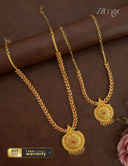 18K Gold Plated Kerala Bridal Chandrakala Haaram Necklace Combo - ZG1012600