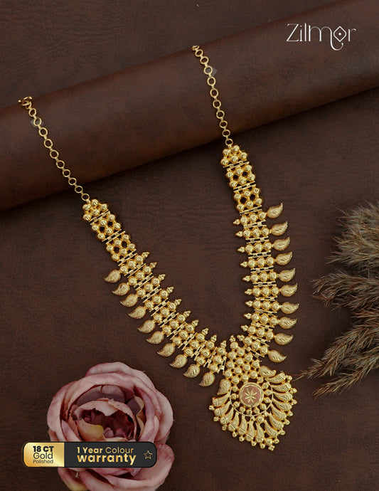 18K Gold Plated Kerala Bridal Long & Short Haaram Necklace - ZS1012482