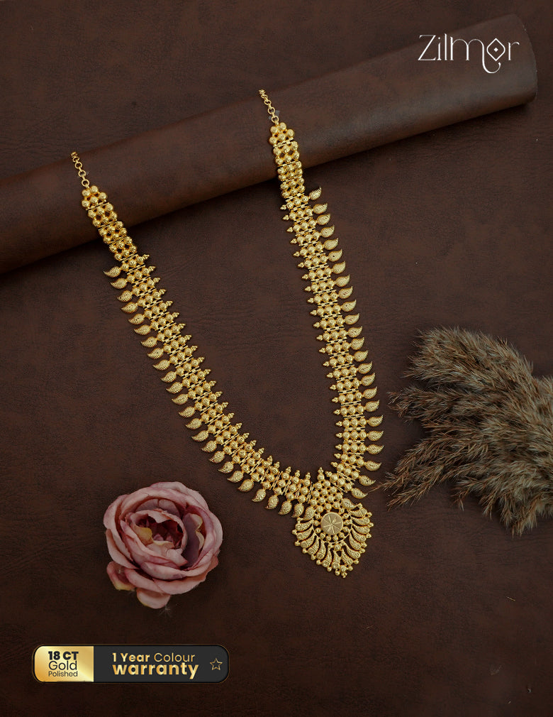 18K Gold Plated Kerala Bridal Long & Short Haaram Necklace - ZS1012482