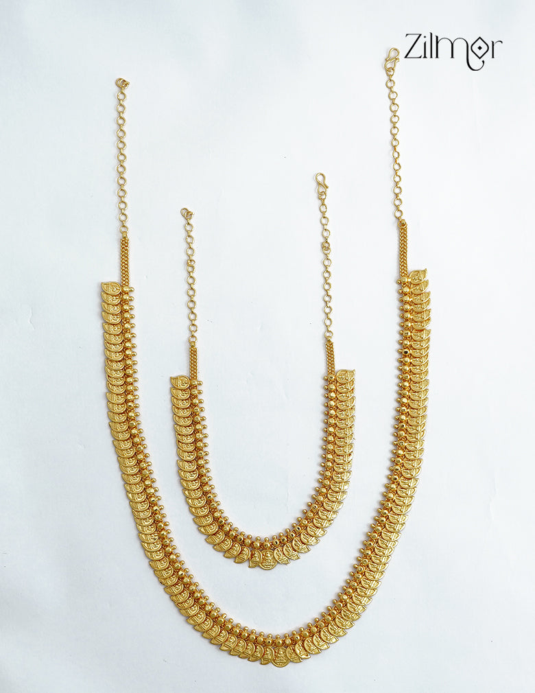 18K Gold Plated Kerala Haaram Long & Short Necklace Combo - ZG1012585