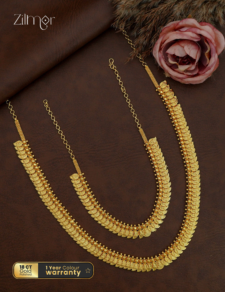 18K Gold Plated Kerala Haaram Long & Short Necklace Combo - ZG1012585