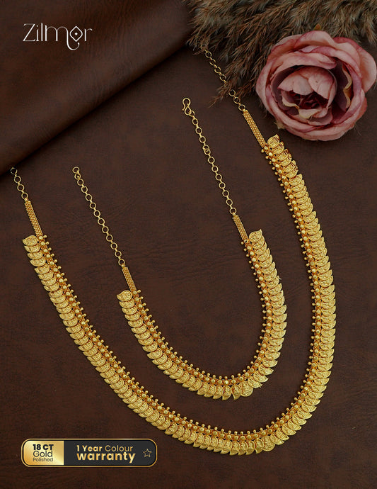 18K Gold Plated Kerala Haaram Long & Short Necklace Combo - ZG1012585