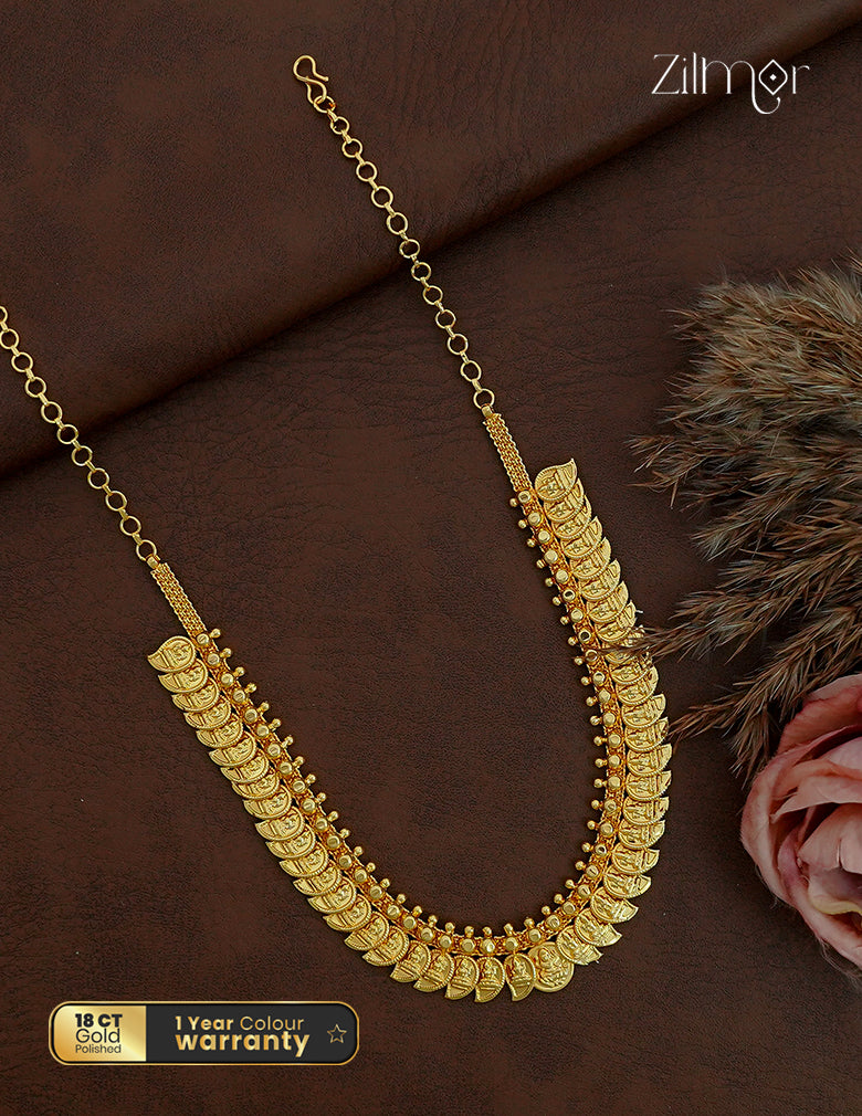 18K Gold Plated Kerala Kaashu Haaram Necklace - ZG1012494