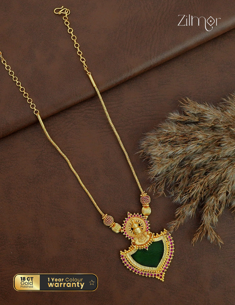 18K Gold Plated Kerala Lakshmi Palakka Pendant Necklace - AG1012515