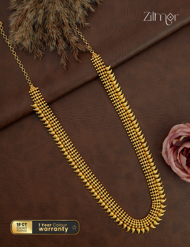 18K Gold Plated Kerala Mango Haaram Necklace Set - ZG1012493