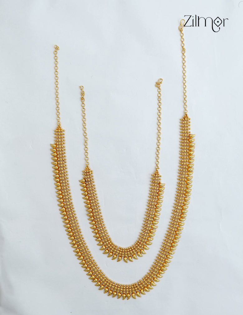 18K Gold Plated Kerala Mango Haaram Necklace Set - ZG1012493
