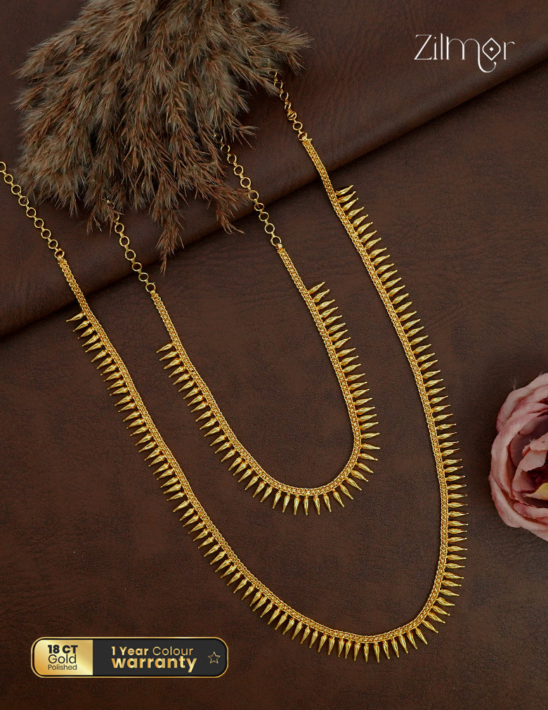 18K Gold Plated Kerala Mullamottu Mala Necklace Set - ZG1012492