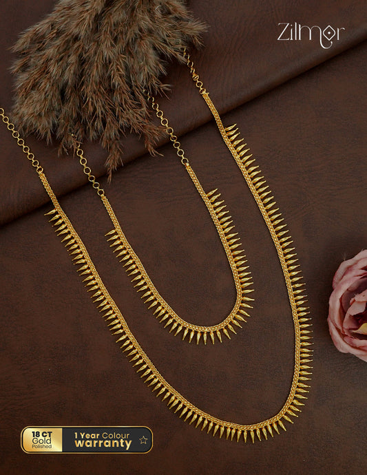 18K Gold Plated Kerala Mullamottu Mala Long & Short Necklace Combo - ZG1012586
