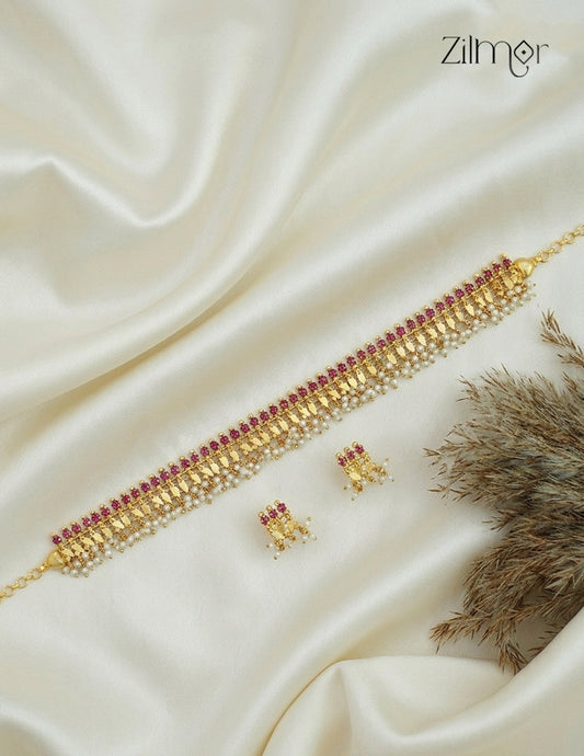 18K Gold Plated Kerala Style ElakkaThali Choker Necklace - ZY1012422