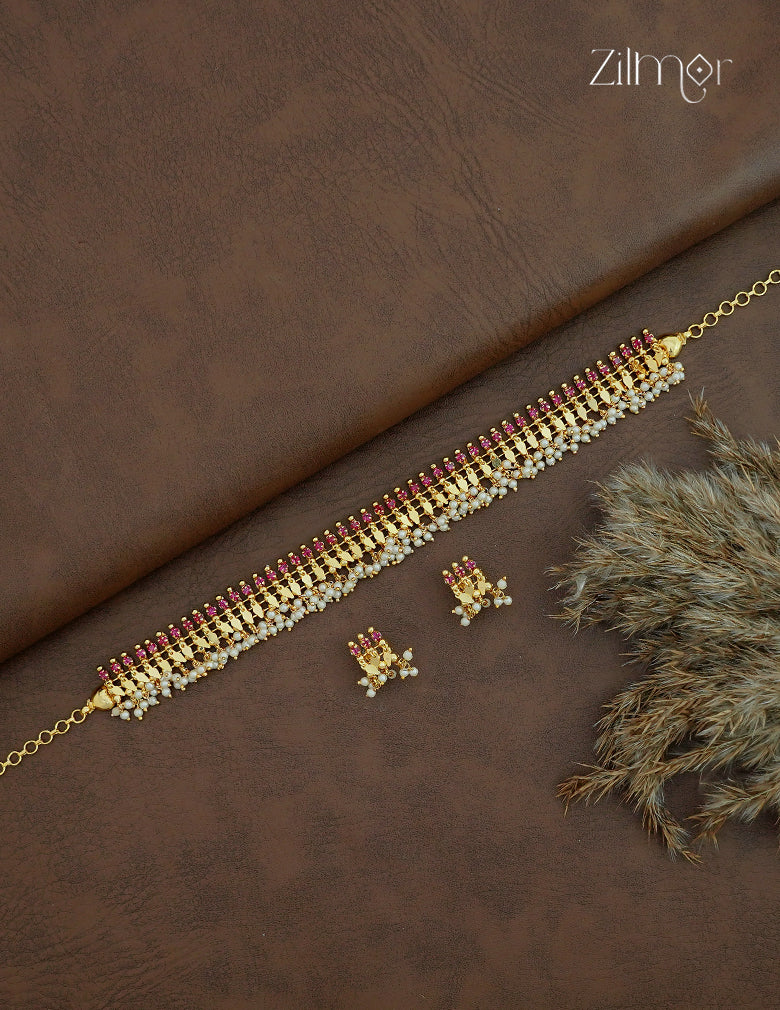 18K Gold Plated Kerala Style ElakkaThali Choker Necklace - ZY1012422