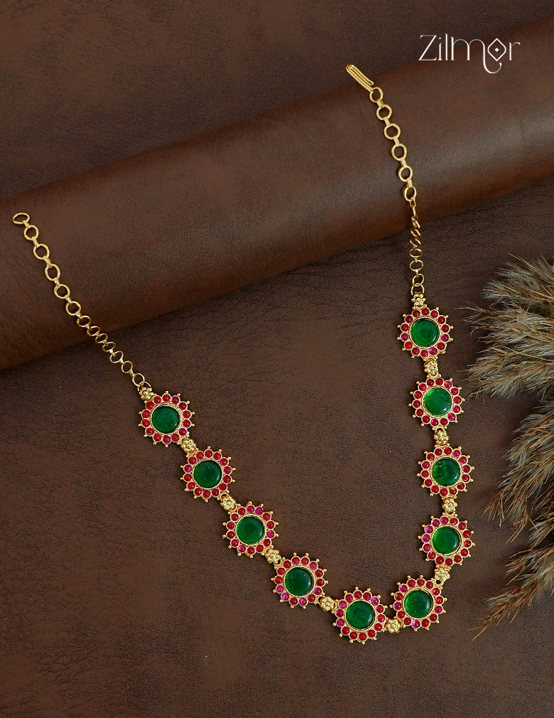 18K Gold Plated Kerala Style Palakka Choker Necklace - ZS1012552