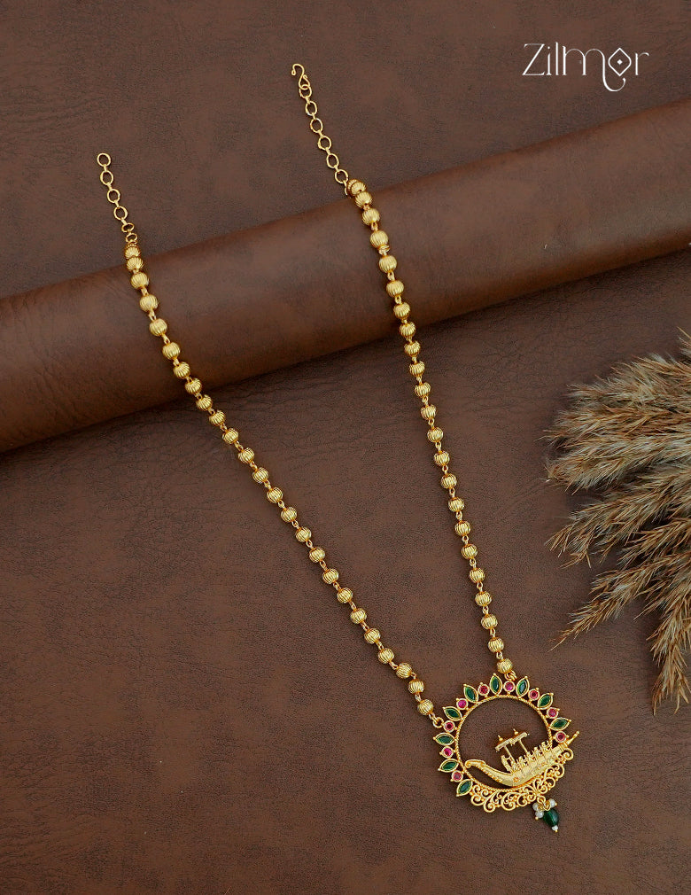 18K Gold Plated Kerala Traditional Vallam Haaram Necklace - ZS1012607