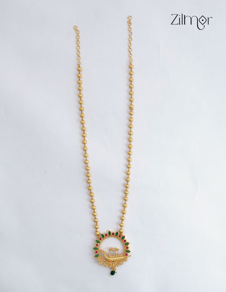 18K Gold Plated Kerala Traditional Vallam Haaram Necklace - ZS1012607