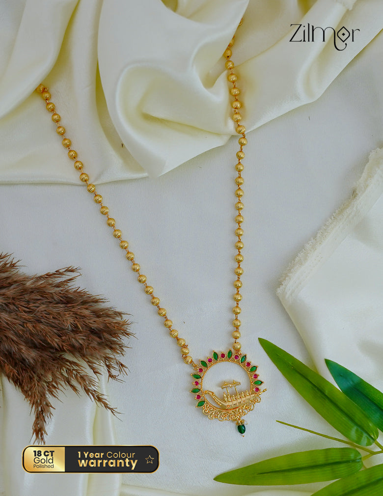 18K Gold Plated Kerala Traditional Vallam Haaram Necklace - ZS1012607