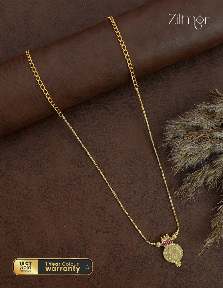 18K Gold Plated Lakshmi Coin Pendant Chain Necklace - ZS1012538