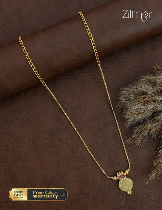 18K Gold Plated Lakshmi Coin Pendant Chain Necklace - ZS1012538