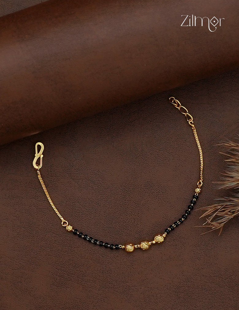 Gold Plated Mangalsutra Bracelet with Black Beads - AI1013005