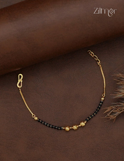 Gold Plated Mangalsutra Bracelet with Black Beads - AI1013005