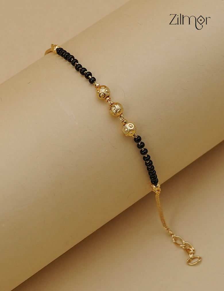 Gold Plated Mangalsutra Bracelet with Black Beads - AI1013005