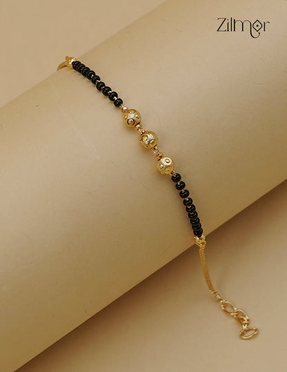 Gold Plated Mangalsutra Bracelet with Black Beads - AI1013005