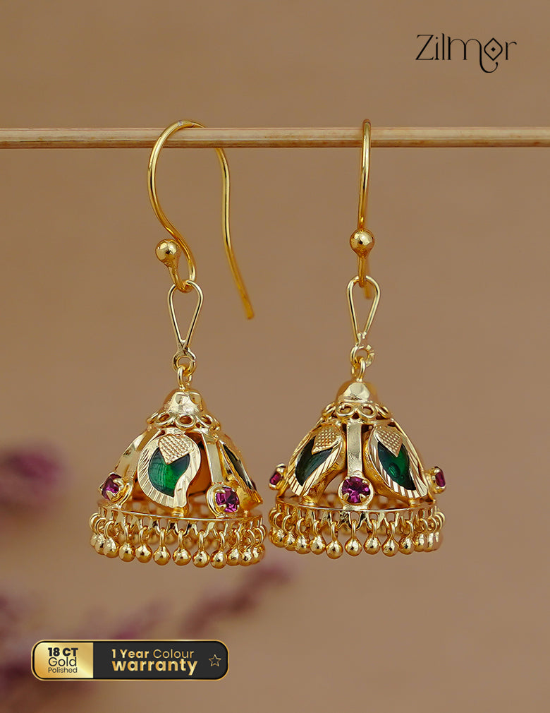 18K Gold Plated Mango Palakka Hook Jhumka Earrings - PP1012342