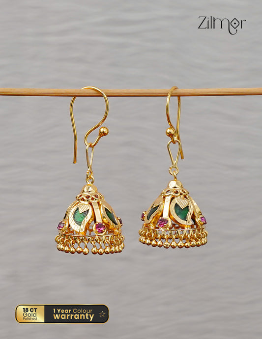 18K Gold Plated Mango Palakka Hook Jhumka Earrings - PP1012342