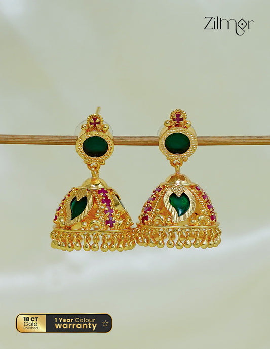 18K Gold Plated Mango Palakka Jumkha Earrings - AD1012572