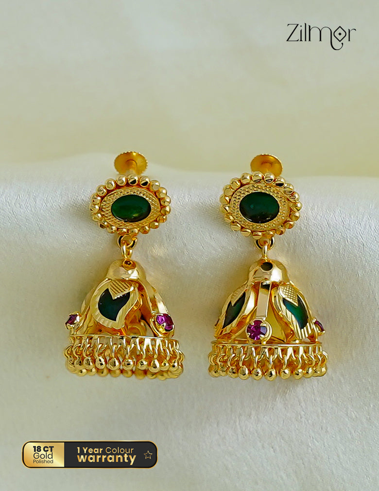 18K Gold Plated Mango Palakka Jumkha Earrings - PP101722