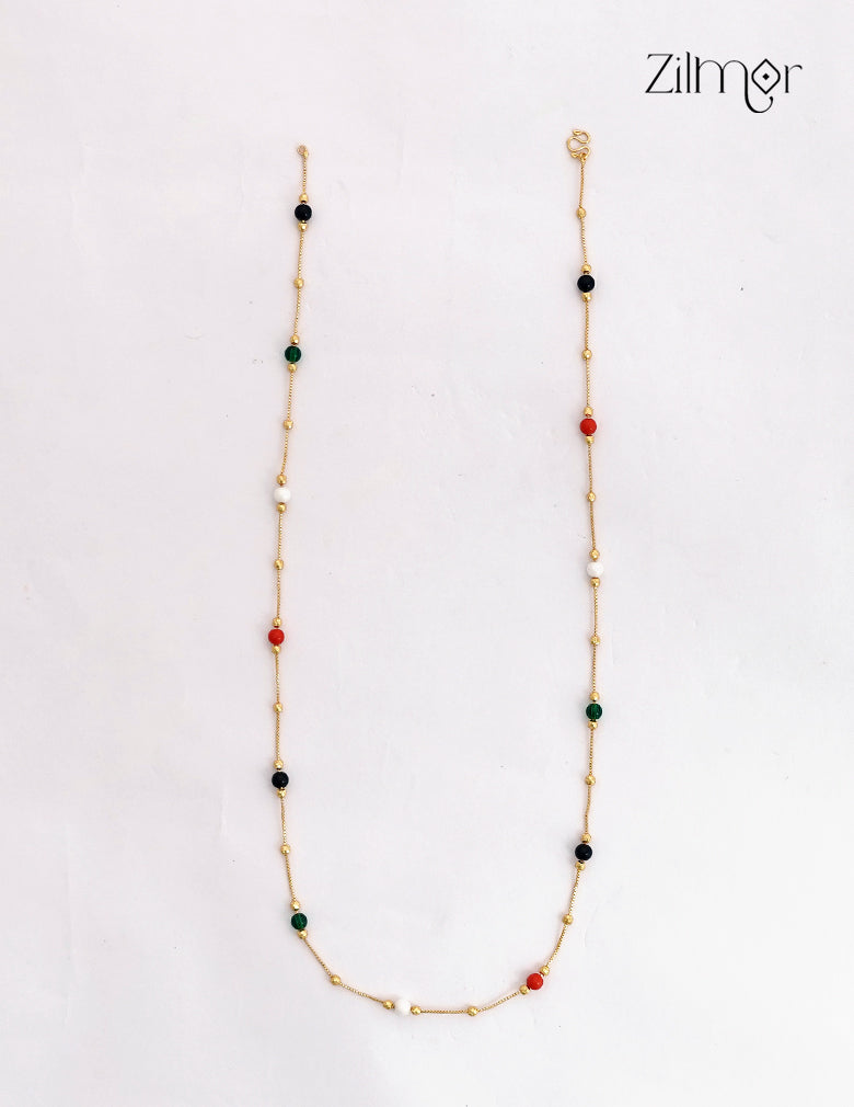18K Gold Plated Multi-Colour Bead Station Long Chain Necklace - AG1012637